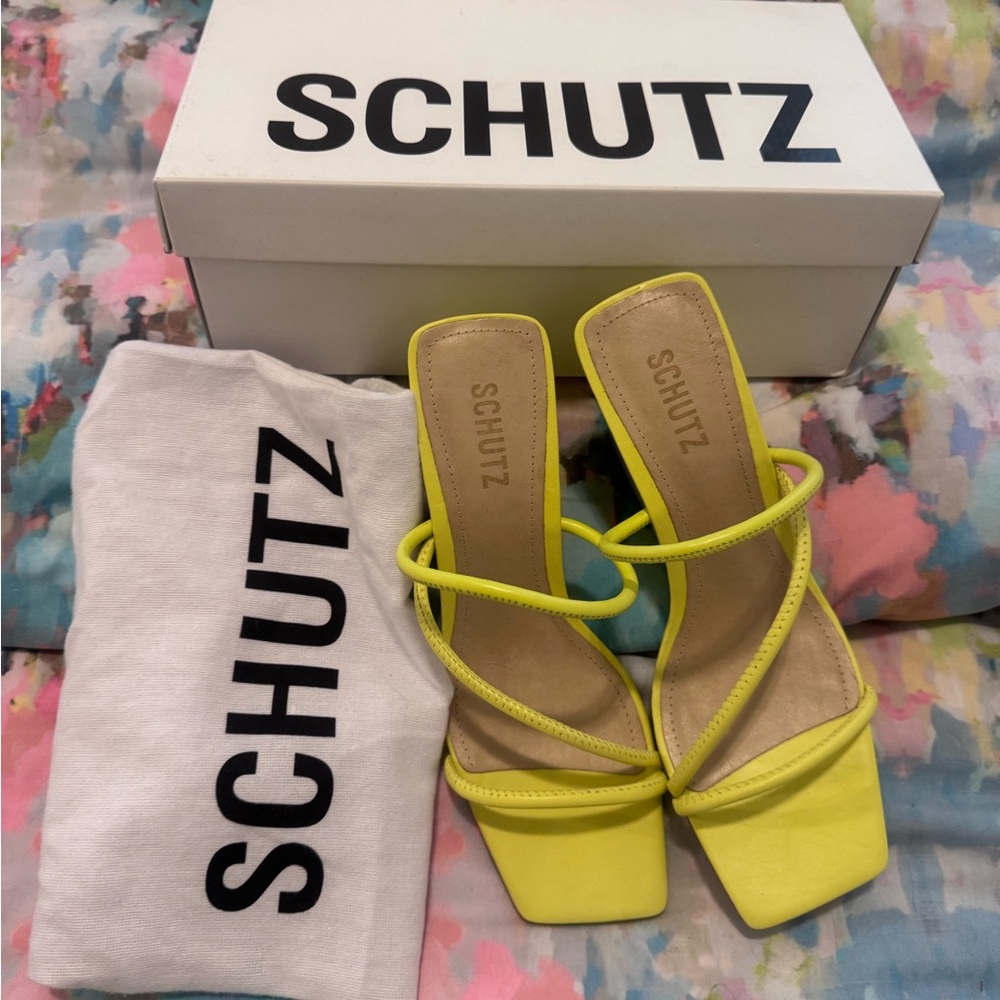 SCHUTZ Neon Yellow Strappy Heels